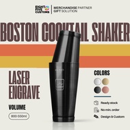Custom Boston Cocktail Shaker Stainless Steel Bar Tools Laser Engraving Printing Souvenir Gift Bosto