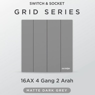 Light Switch 4 Gang 2 Way On Off Switch/ DUTRON GRID Series Dark Grey