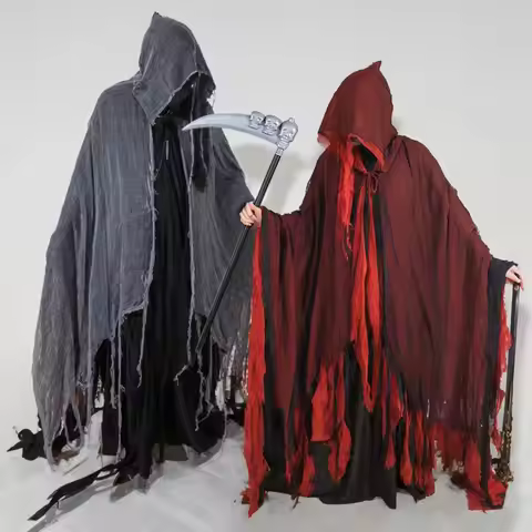 Grim Reaper Costume Halloween Grim Reaper Cloak Costume Tattered Rag Cape Cosplay Party Scary Prop