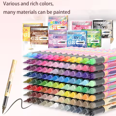 12 Colors Acrylic Paint Marker Skin Tone Series Set Flexible brush tip Acrylic Pens Set Fine Tip Mar