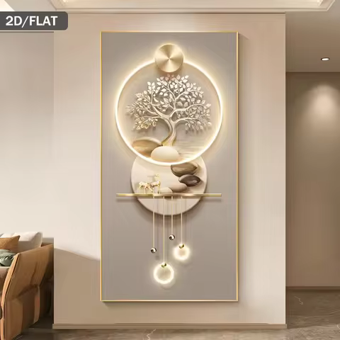 2D Flat, 2D Flat, 2D Flat 1pc 31.49 X 62.99In/80 X 160Cm Modern Abstract Frameless Golden Tree of Li