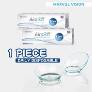 (1 PIECE) Maxvue Airsoft Daily Disposable Loose Piece Clear Lens 1 Day Use Contact Lenses