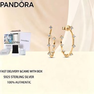 Women's Fashion Jewelry Gold Plated Pandora Era Lab-Grown Diamond Station Hoop Earrings ​Valentine's