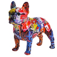 Creativity Modern Art Colorful French Bulldog Statue Wholesale Graffiti Office Ornaments Printing Re