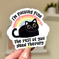 Waterproof Sticker "I'm fcking fine" - cute stickers, buy in bulk, cheap price M000330-7