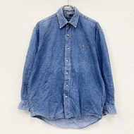 Ralph Lauren Polo 長袖牛仔襯衫，靛藍色，古著