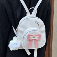 ZHIVA Tas Ransel Wanita Mini Kulit Sintetis Miniso Backpack Gendong Pita FREE GANTUNGAN Cantik uk T2