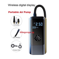 [SG SELLER] Portable Wireless Car Tyre Inflator Pump 12V Digital Electric Ball Motorcycle Bicycle Tire Air Pump LED LAMP