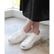 日本限定 Converse JACK PURCELL 基本款 開口笑 白色 帆布鞋 藍標 二手 24