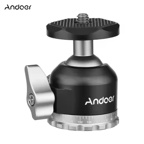 Andoer Compact Panorama Ballhead Tripod Mount 1/4 Inch Screw Connector Mini Ball Head Aluminium Allo