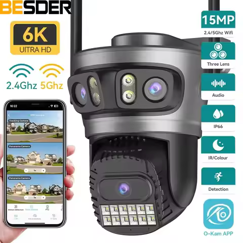 O-Kam pro 15MP WiFi Outdoor Camera with Auto Tracking Multi-Screen Display 5x Digital Zoom PTZ Secur