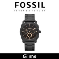 [Official Warranty] Fossil FS4682 Men's Machine Mid-Size Chronograph Black Steel Watch