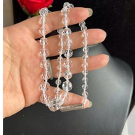 Crystal necklace cut with knotted beads, 5.8 to 12 mm long, 48 cm long, very strange and heavy buckl
