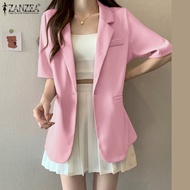 Celmia ZANZEA Korean Style Women Turn-Down-Collar Blazer Fashion Casual Short Sleeve Button Up Blazer #10
