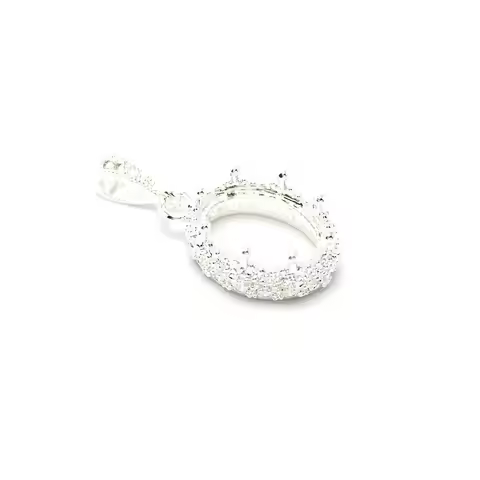 Oval Necklace Pendant Base,Crown Drop Necklace Charms,Can be Inlaid Holder Pendant,Charms Tray,Vinta