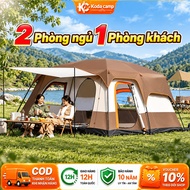 Camping Tent 2 Rooms 3 Rooms for 4-12 People 2 Spacious Layers Windproof and Insect Resistant