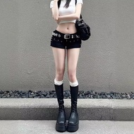 Millennium Y2K Inspired Denim Shorts - Retro Low-Waist A-Line Shape for Women