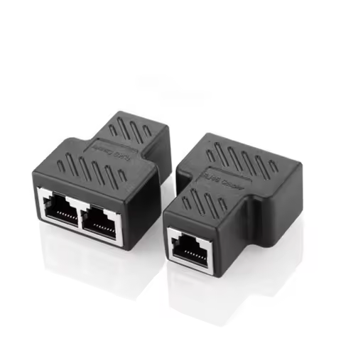 RJ45 1/2 adapter with shielded CAT6 RJ45 network tee 8P8C Ethernet tee 1 to 2 Ways Ethernet Splitter