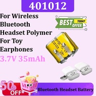 For Wireless Bluetooth Headset Polymer Li-Ion Battery for Toy Earphones 10~100PCS 401012 3.7V 35mAh 