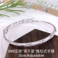 999 Sterling Silver [Gypsophila] Sliding Bracelet/Runyue Bracelet Gift for Mother Elders/Silver Bang
