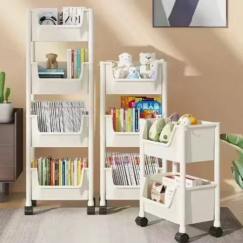 New 2-5layers Trolley Rack Kitchen Floor Bedroom Baby Snacks Mobile Bookshelf Bathroom Storage Rack 
