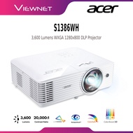 ACER S1386WH 3,600 LUMENS WXGA (1280 x 800) SHORT-THROW PROJECTOR, CONTRAST RATIO: 20,000:1,10,000 L