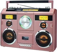 Studebaker Sound Station Portable Stereo Boombox with Bluetooth/CD/AM-FM Radio/Cassette Recorder (Rose Gold)