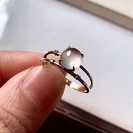 冰種翡翠 天然翡翠 A玉 班指 披指指環 • 18k金冰種蛋面翡翠戒指