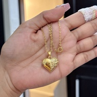 18k Heart Necklace Stainless Diacut Chain 16-18-20 size