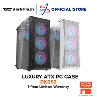 AIGO DARKFLASH DK352 LUXURY ATX PC CASE ( CASING ) - BLACK / WHITE [ PRE-INSTALL 4*120mm ARGB FAN ]
