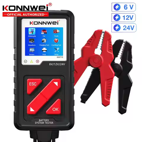 2025 KONNWEI KW710 Car Battery Tester 6V/12V/24V 100-2000CCA Battery Load Tester Charging Diagnostic
