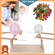 Sp Handcrafted Wooden Fencing Puppets Wooden Robot Battle Game Handmade Bamboo Balloon Battle Toy Set for Parent-child Interaction Fun Party Game for Kids for Children