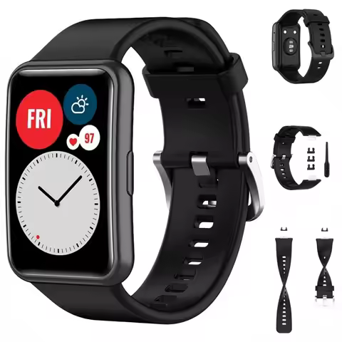 Silicone Strap for Huawei Watch Fit Bracelet Silver Buckle Replaceable Wristband for Huawei Watch Fi