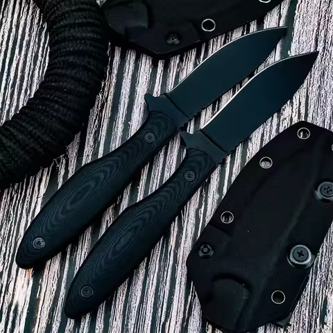 Professional Durable Fixed Blade Knife with Sheath 8Cr13Mov Steel Blade and G10 Steel Handle Outdoor