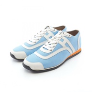 愛馬仕 (HERMES) 酷炫運動鞋，帆布皮革，藍白配色，二手男款，尺寸 39 1/2