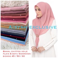 Tudung Bawal Chiffon Voile Batu Swarovski bidang 45 AISYAH EXCLUSIVE