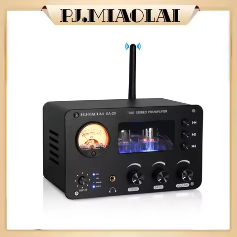 PJ.MIAOLAI SA-20 Tube Pre-Amplifier Fever HiFi Power Bluetooth 6H3N Tube Preamp Stereo USB Flash Dri