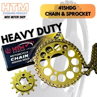 BELANG150 415HDG-132L HTM 415 CHAIN 415 SPROCKET SET GOLD CHAIN BELANG 150 SUZUKI