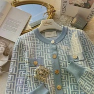 VUM0 BALMAIN Contrast Color Knitted Cardigan - Women's Long-Sleeved Jacket