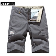 jeep spirit 1941 estd Mens Shorts Oversized Loose Cotton Half-length Pants Multi-pocket Pants Cargo