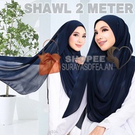 [2 Meter Panjang × 0.7 Meter Lebar]  Shawl Labuh Moon Curve Chiffon / Shawl Chiffon Labuh / Shawl Mu