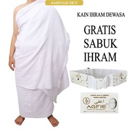 AMINAH Adult Ihram Cloth, Non-Transparent, Includes Hajj and Umrah Belt Ihram Lelaki Kain Ihram Lela
