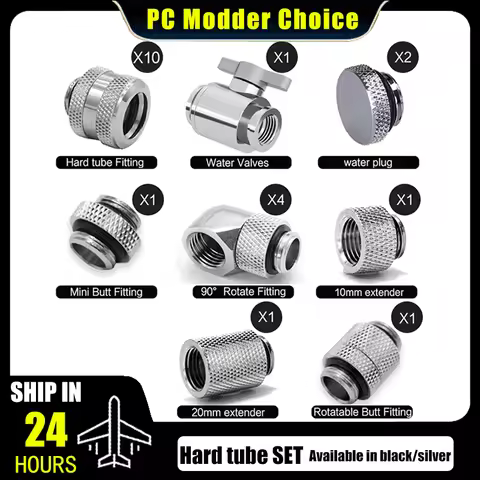 Computer Split Water Cooling Hard Fitting Kit,AIO Pack For 10*14mm Tube Watercooling Building,Black