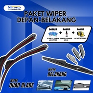 Universal Front and Rear Quad Blade Wiper Package for Cars, Thick, Durable Rubber, Bonus 3 Items U60