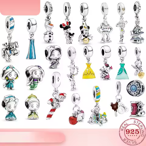 100%925 Pure Silver Disney little beauty beautiful princess dress charm beads female DIY exquisite j