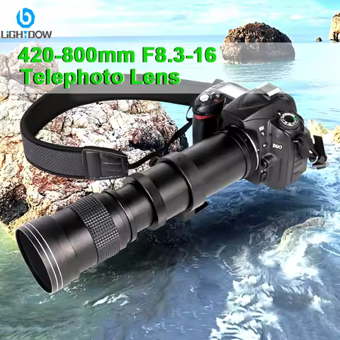 Lightdow Manual Zoom Lens 420-800mm F8.3-16 Telephoto Lens for Canon EOS R1 Sony Nikon DSLR Pentax F