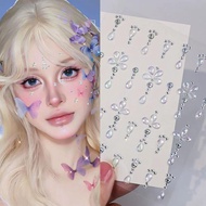 1 3D Aurora Crystal Face Tattoo Sticker Y2K Girl Fairy Princess Makeup Diamond Tattoo DIY Stage Part