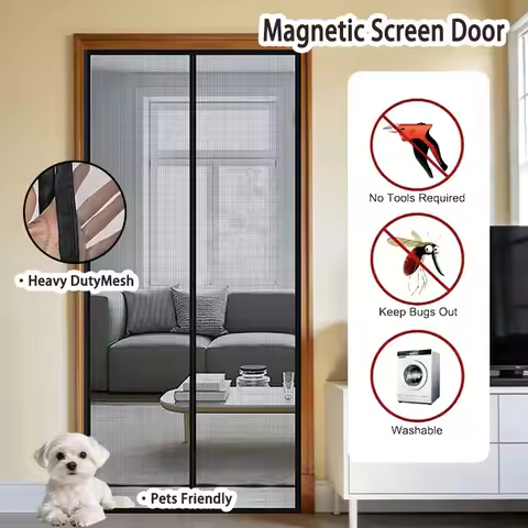 Pet-Friendly Magnetic Mosquito & Fly Screen Door - Auto-Closing Mesh Curtain for Home