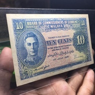 Uang Kuno Malaya 10 Cent 1941 UNC