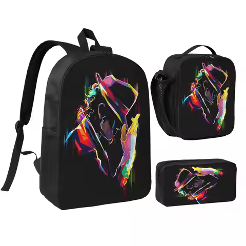 MJ POPART 3pecs/set Backpack for Boys Girls Laptop Computer Daypack Lunch bag Pencil Case